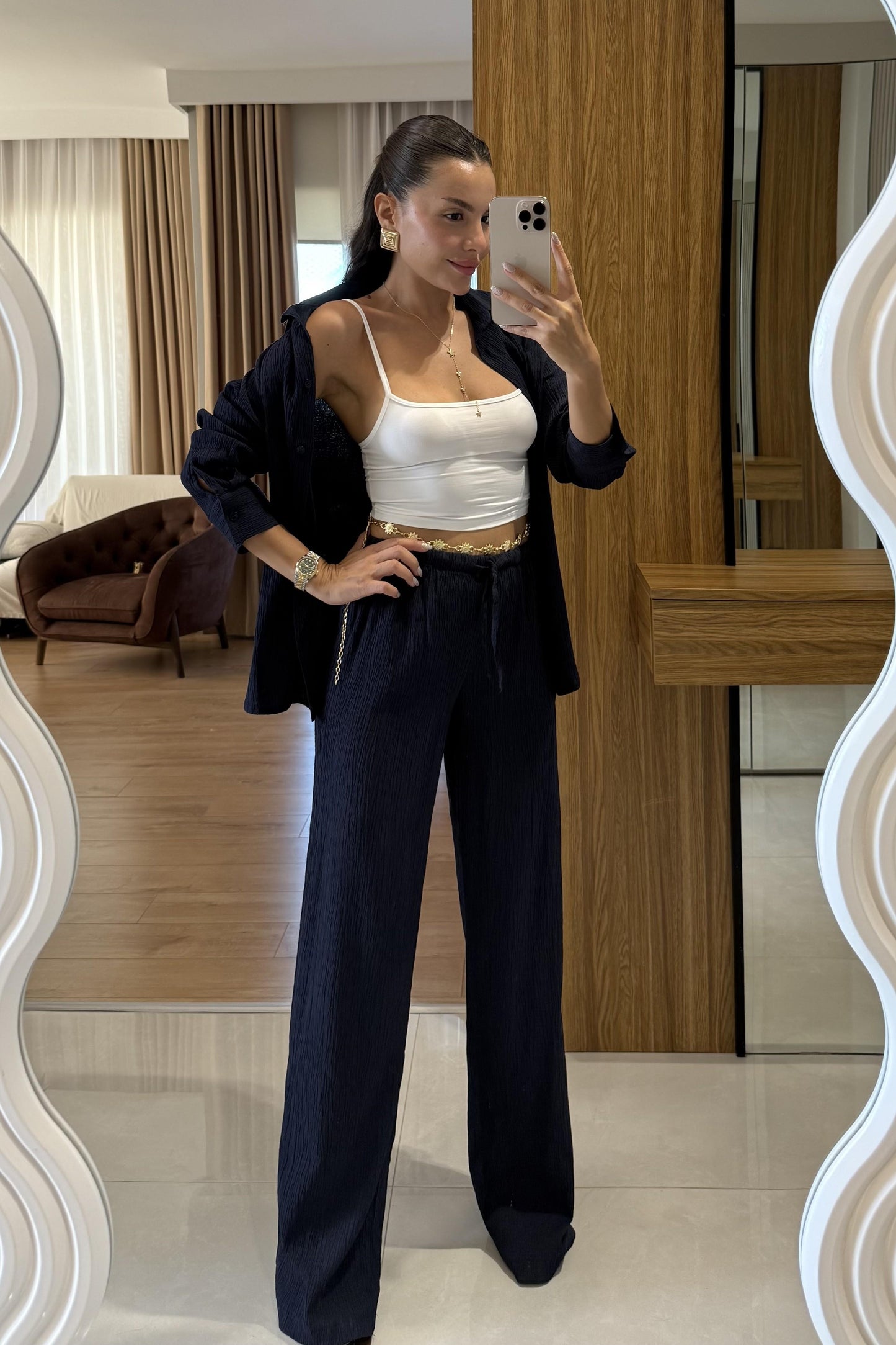 Wanted Lacivert Krinkıl Takım