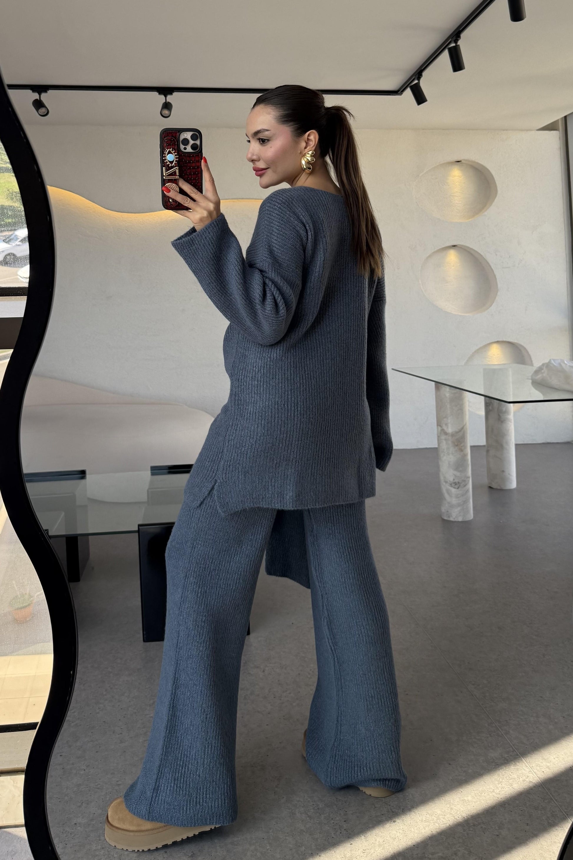 Warner Petrol Yandan Bağlamalı Triko Takım