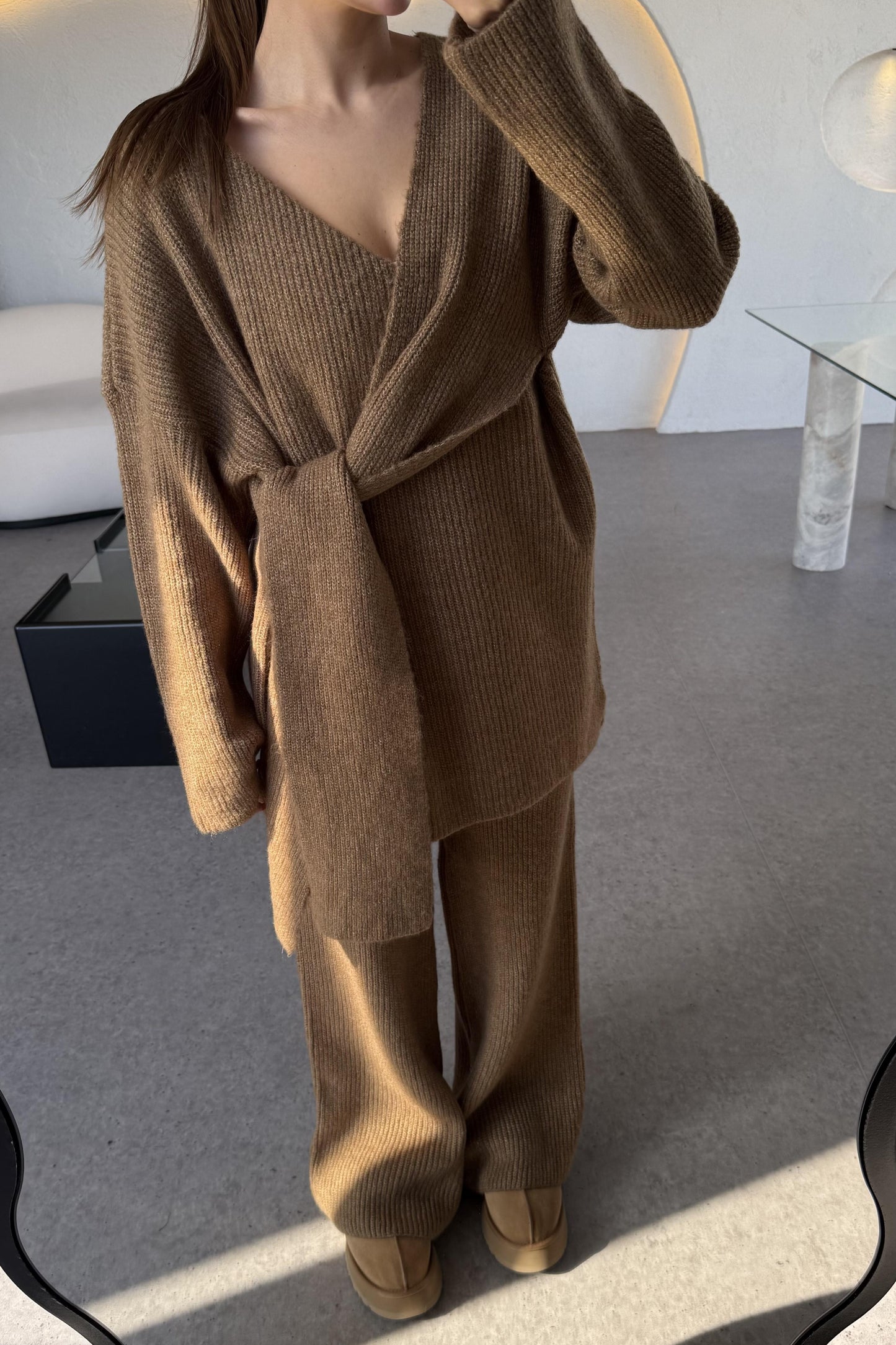 Warner Tarçın Yandan Bağlamalı Triko Takım