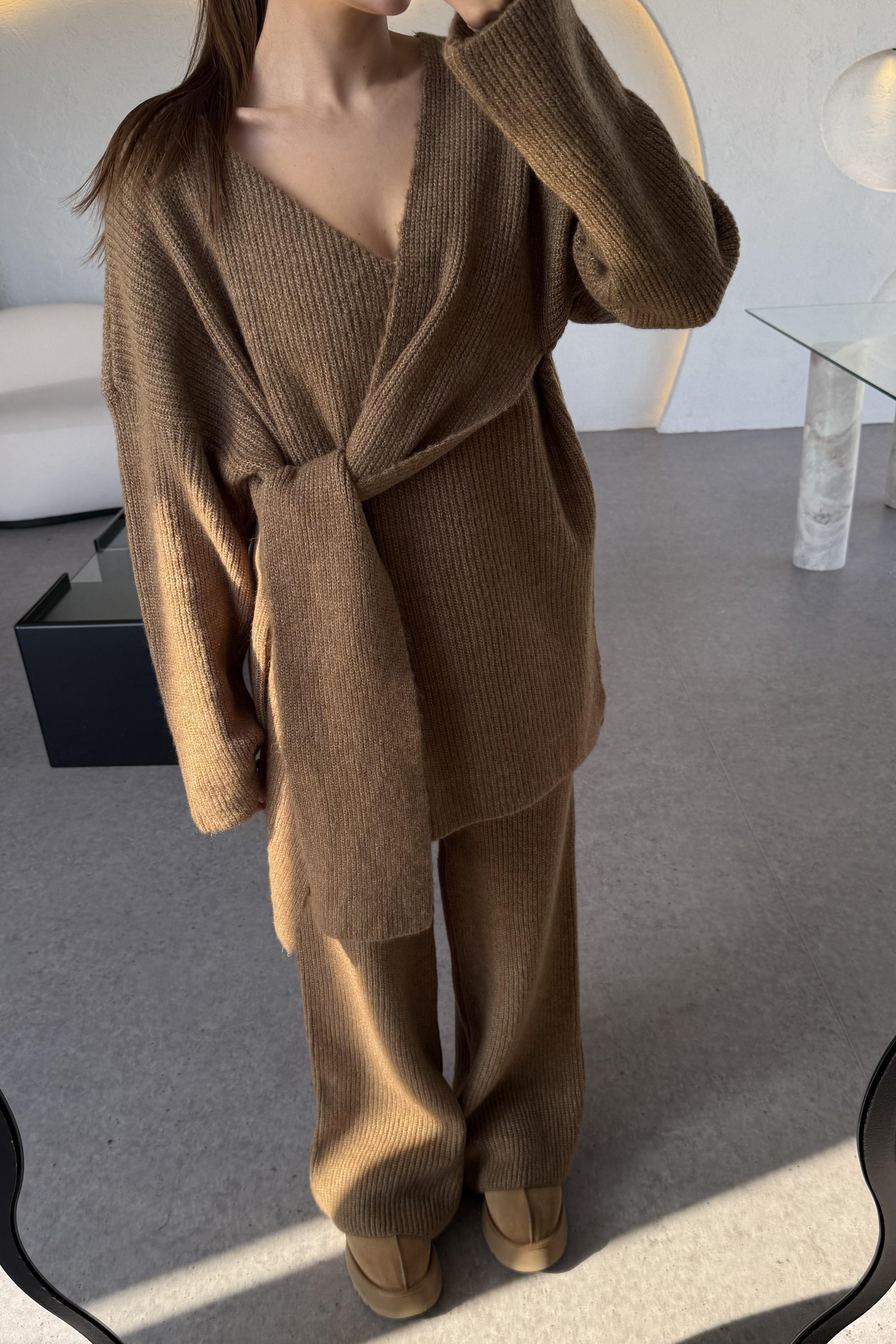 Warner Tarçın Yandan Bağlamalı Triko Takım