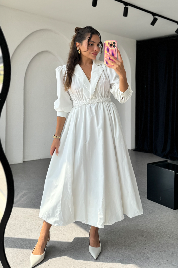 Wolare beyaz premium balon elbise