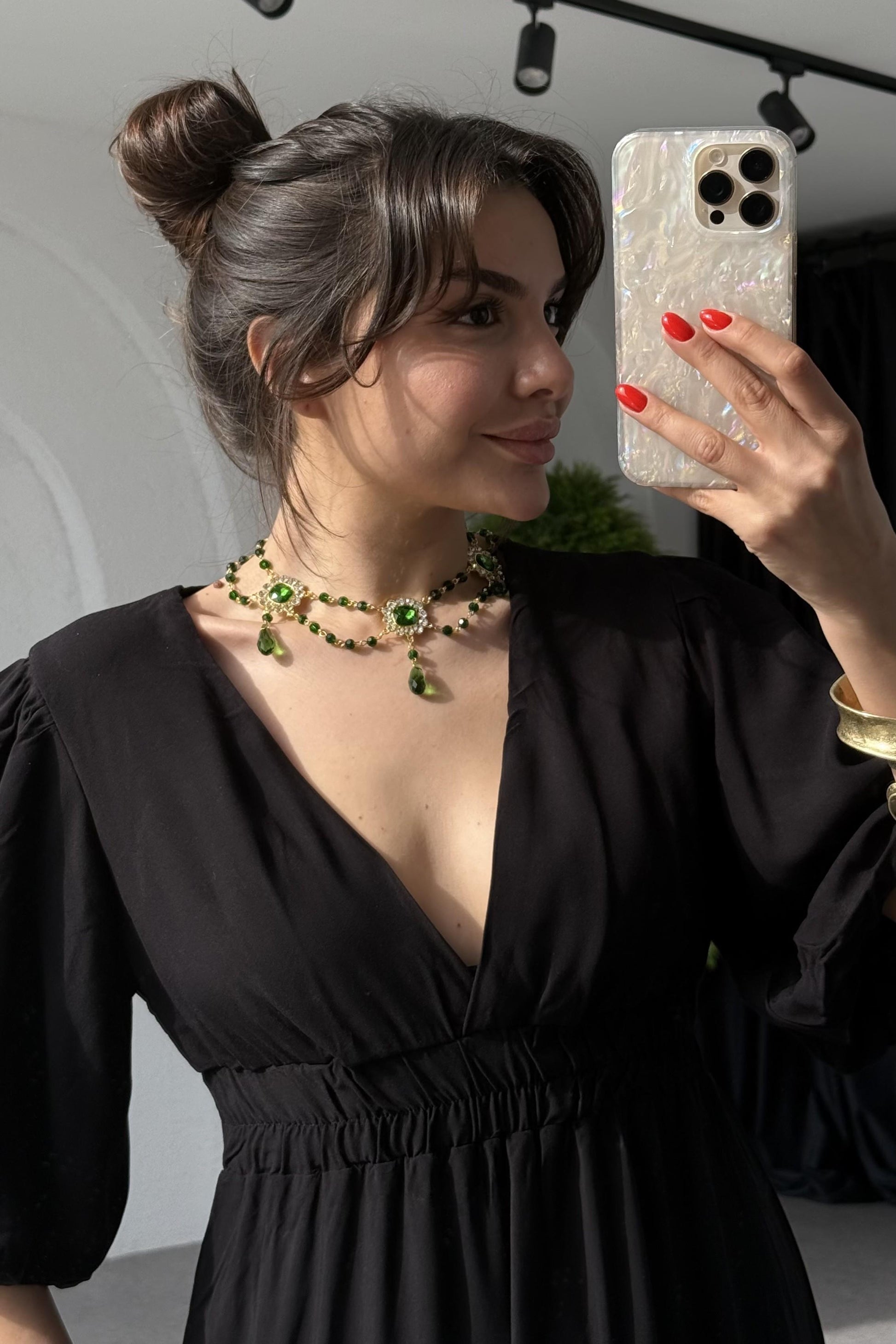 Wonka Siyah V yaka Çan Elbise