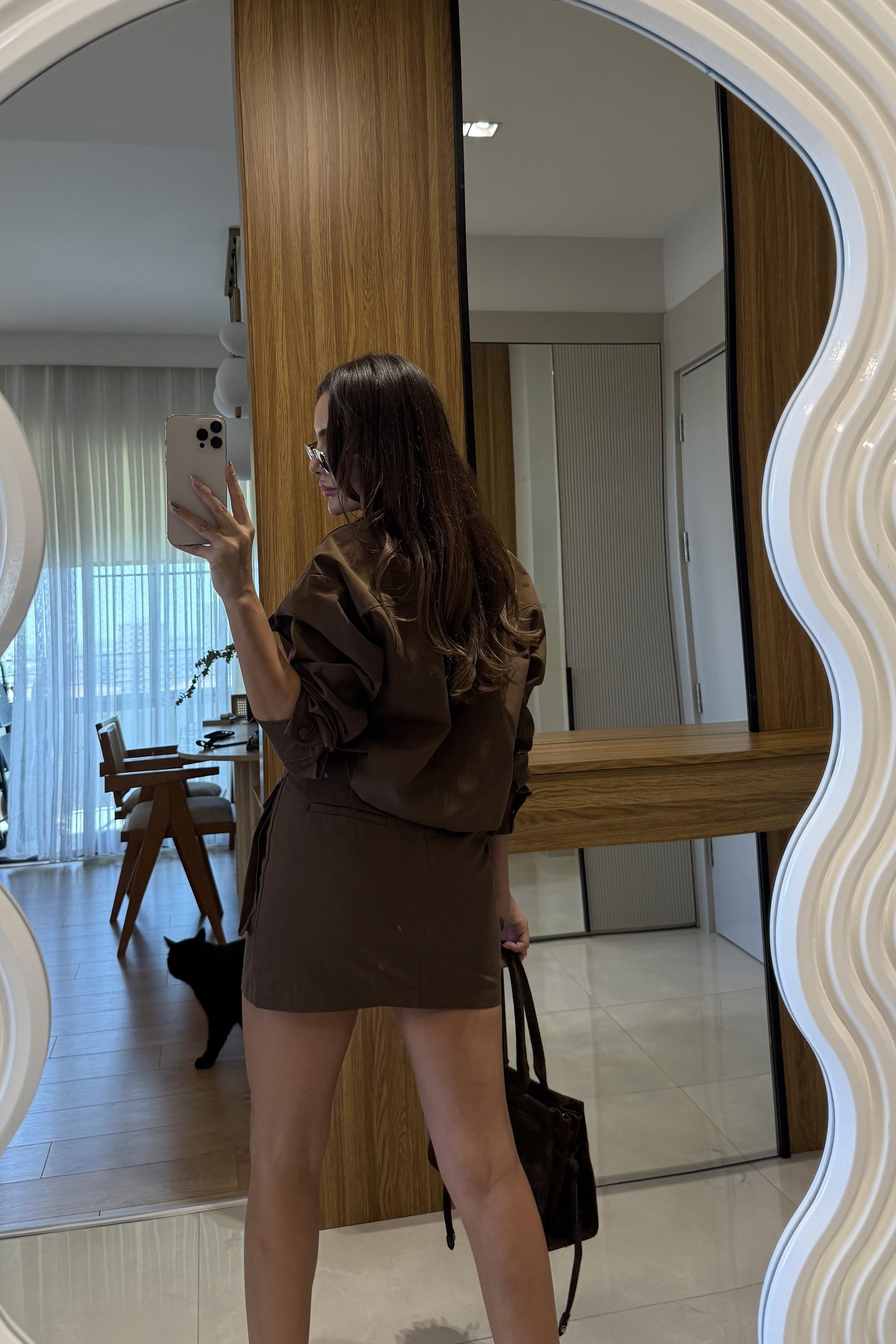Yesenia Kahve Gabardin Tensel Cepli Takım