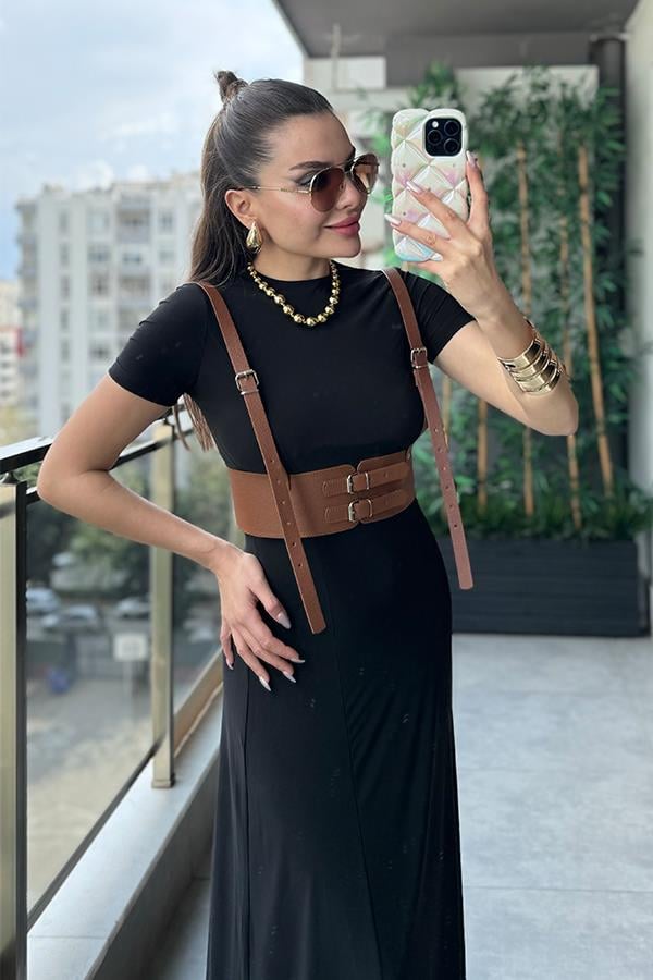 Zalia Geniş Etekli Uzun Elbise