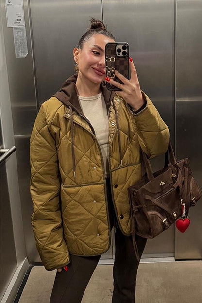 Adrea Haki Kapitone Şişme Mont