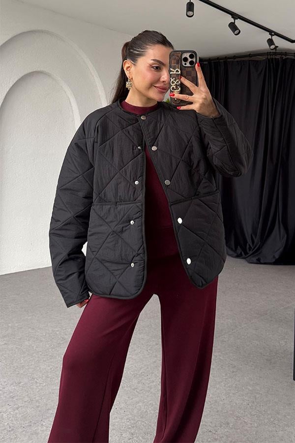 Adrea Siyah Kapitone Şişme Mont