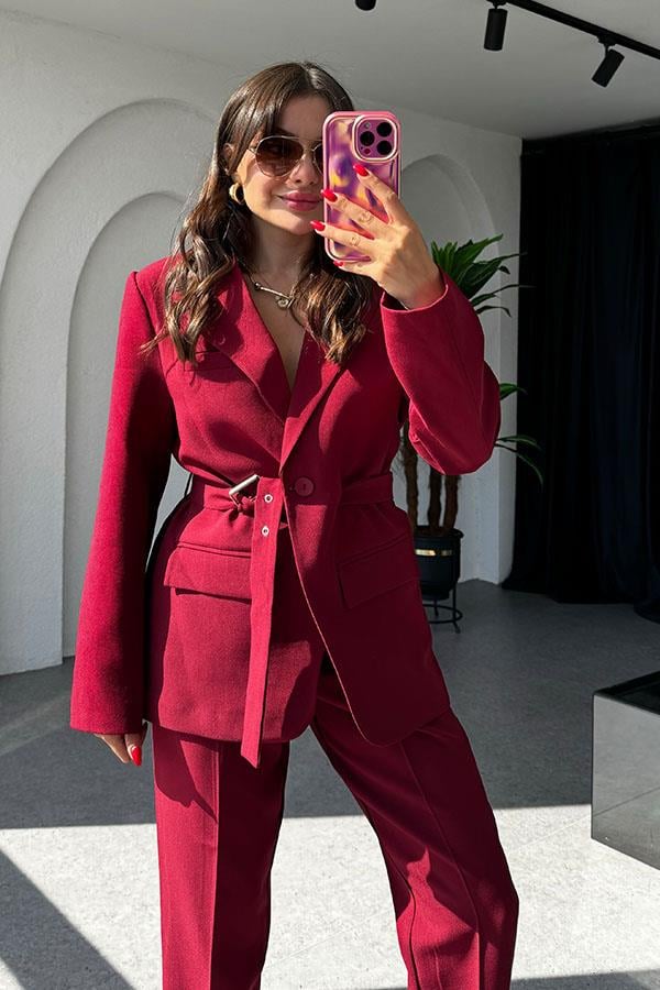 Adrian Kemerli Bordo Blazer Ceket