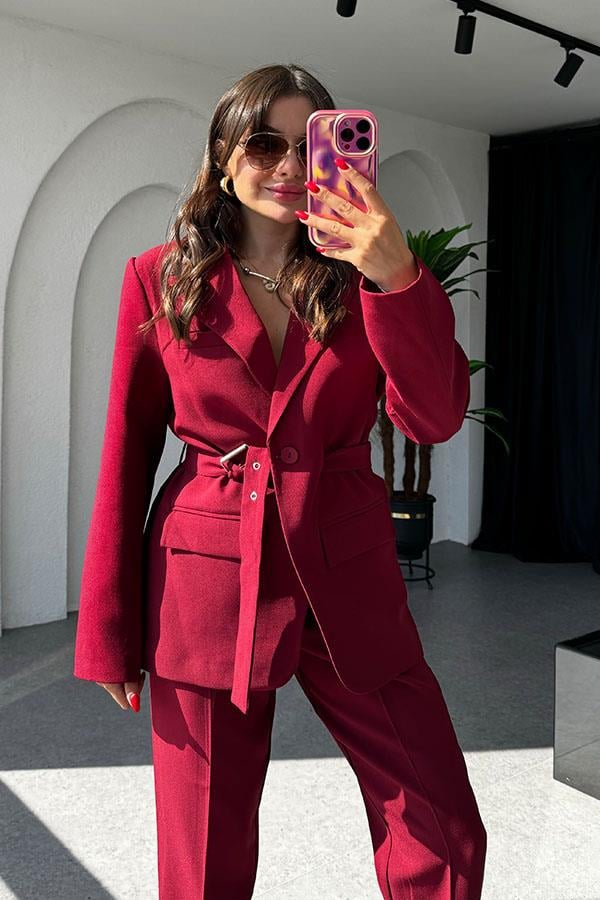 Adrian Kemerli Bordo Blazer Ceket