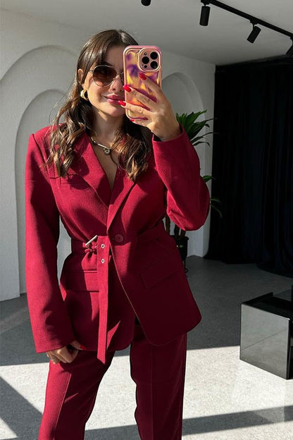 Adrian Kemerli Bordo Blazer Ceket