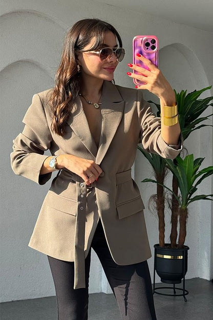 Adrian Kemerli Haki Blazer Ceket