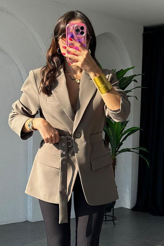 Adrian Kemerli Haki Blazer Ceket