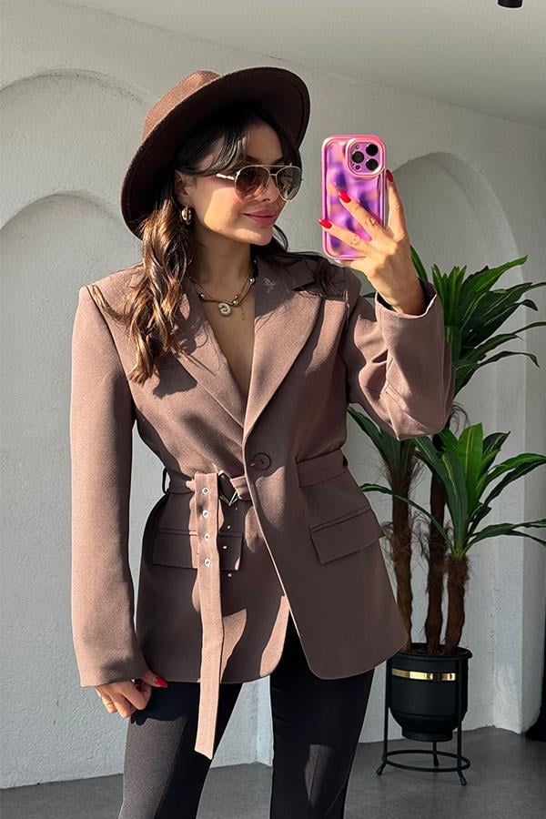 Adrian Kemerli Kahve Blazer Ceket