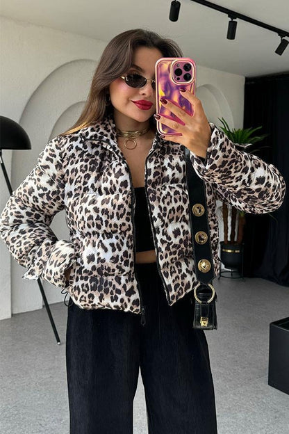 Aisly Leopar Şişme Mont