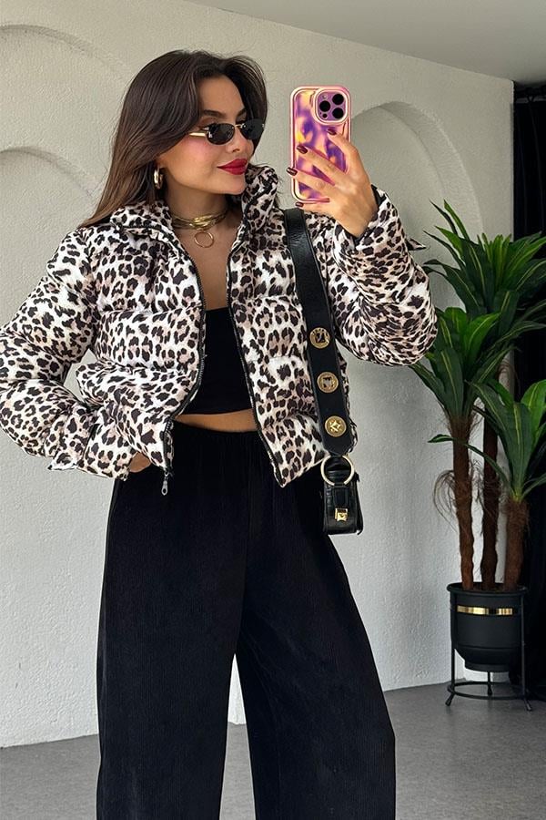 Aisly Leopar Şişme Mont