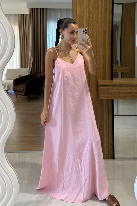 Alessi Pembe Askılı Tensel Elbise