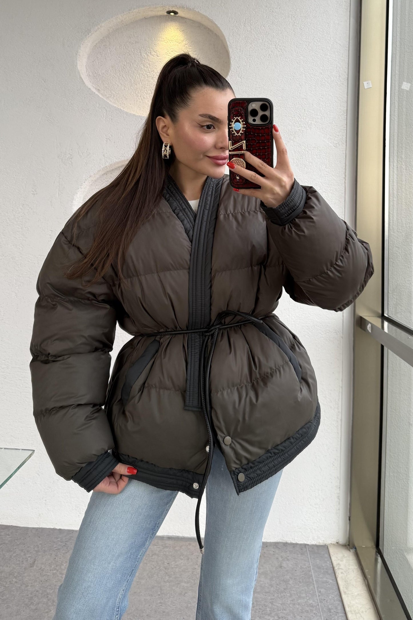 Alisa Koyu Kahve Şişme Mont