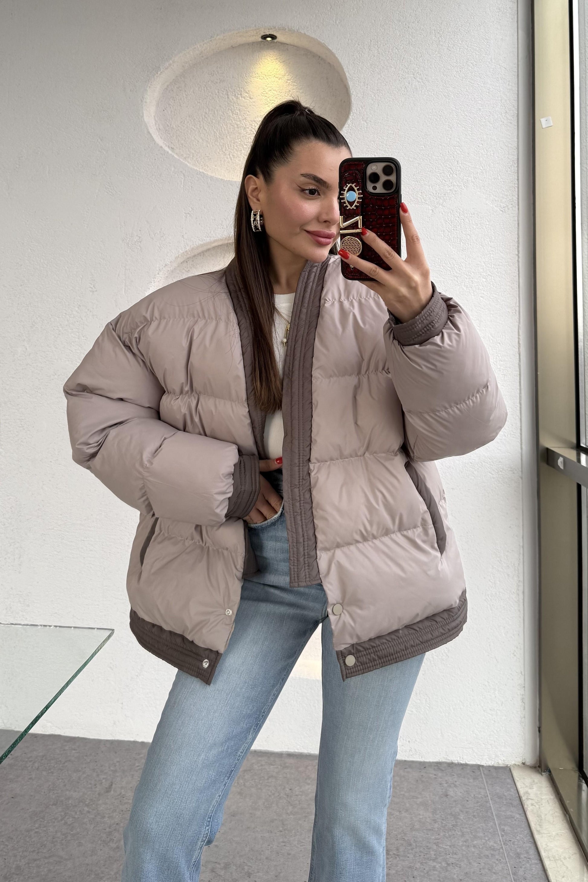 Alisa Sütlü Kahve Şişme Mont