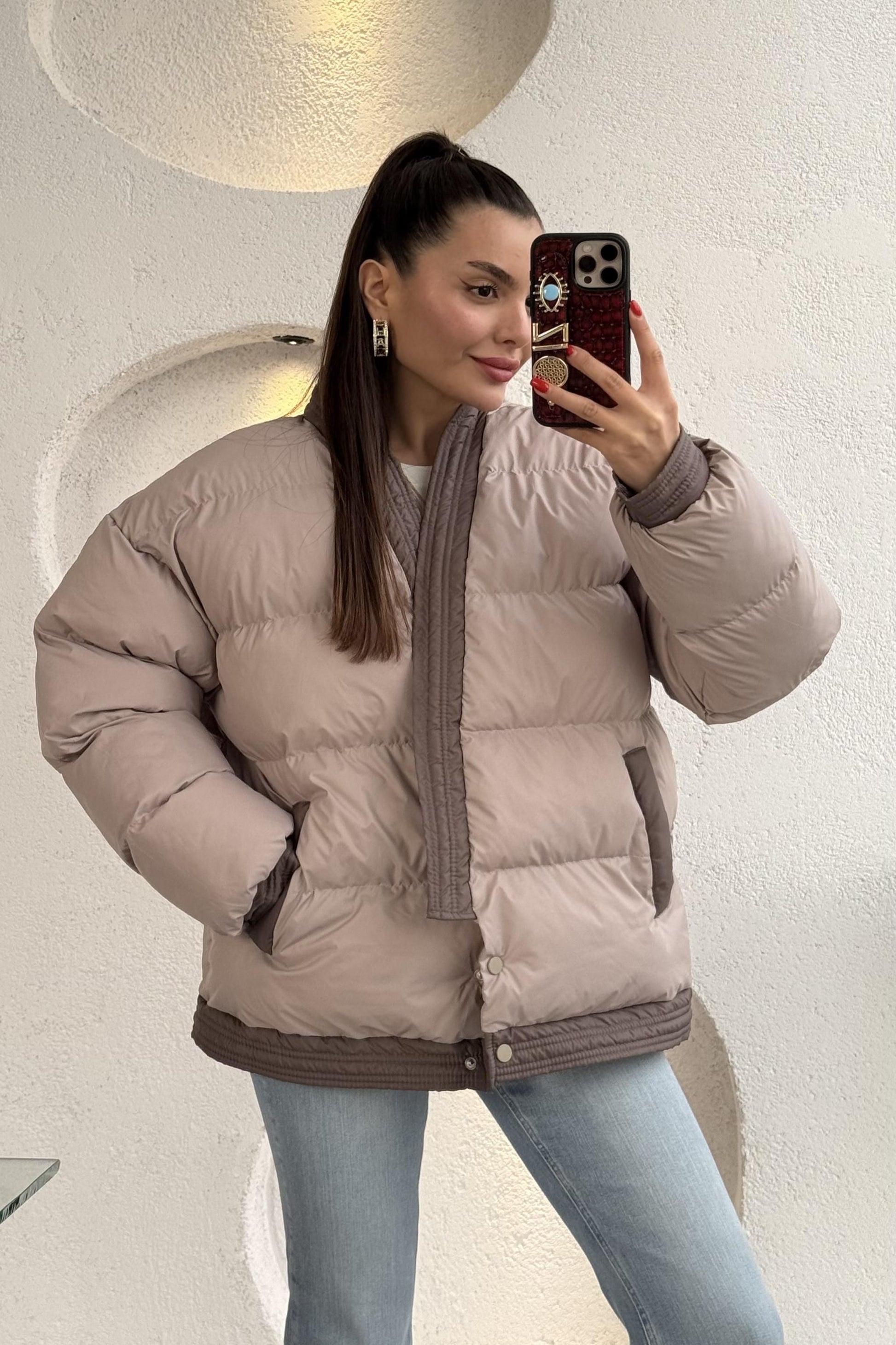 Alisa Sütlü Kahve Şişme Mont