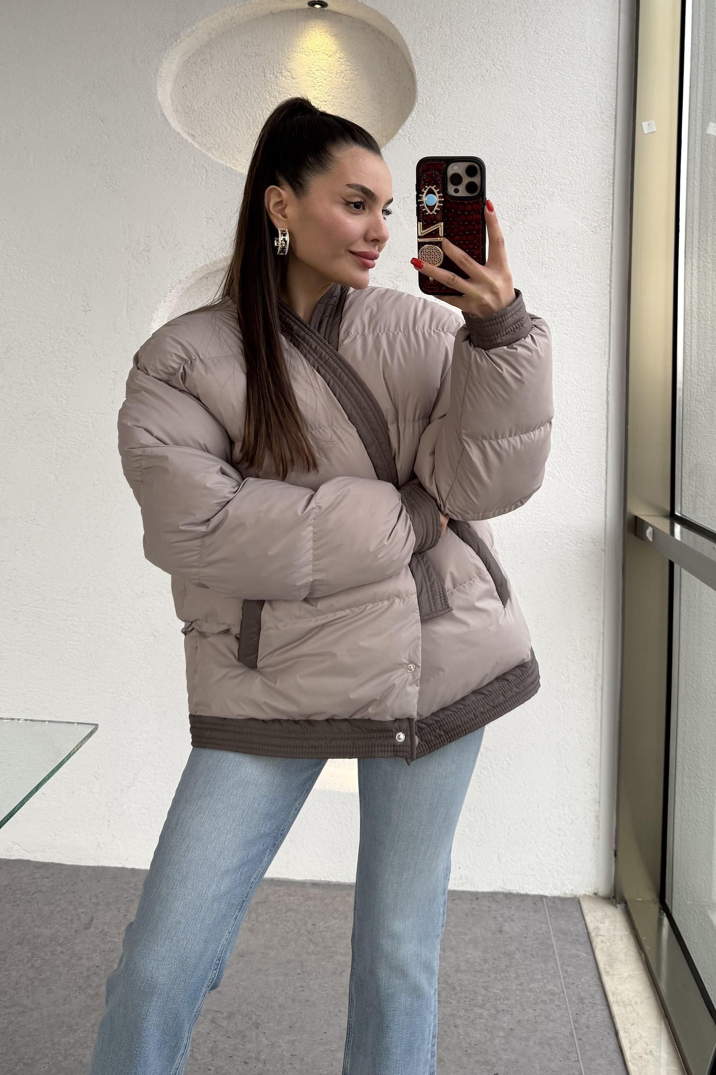 Alisa Sütlü Kahve Şişme Mont