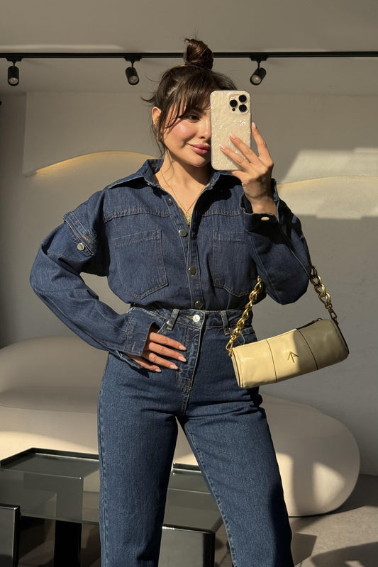 Angelina Tasarım Kot Gömlek