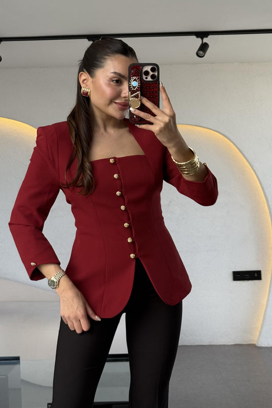 Ariana Bordo Vatkalı Tasarım Blazer