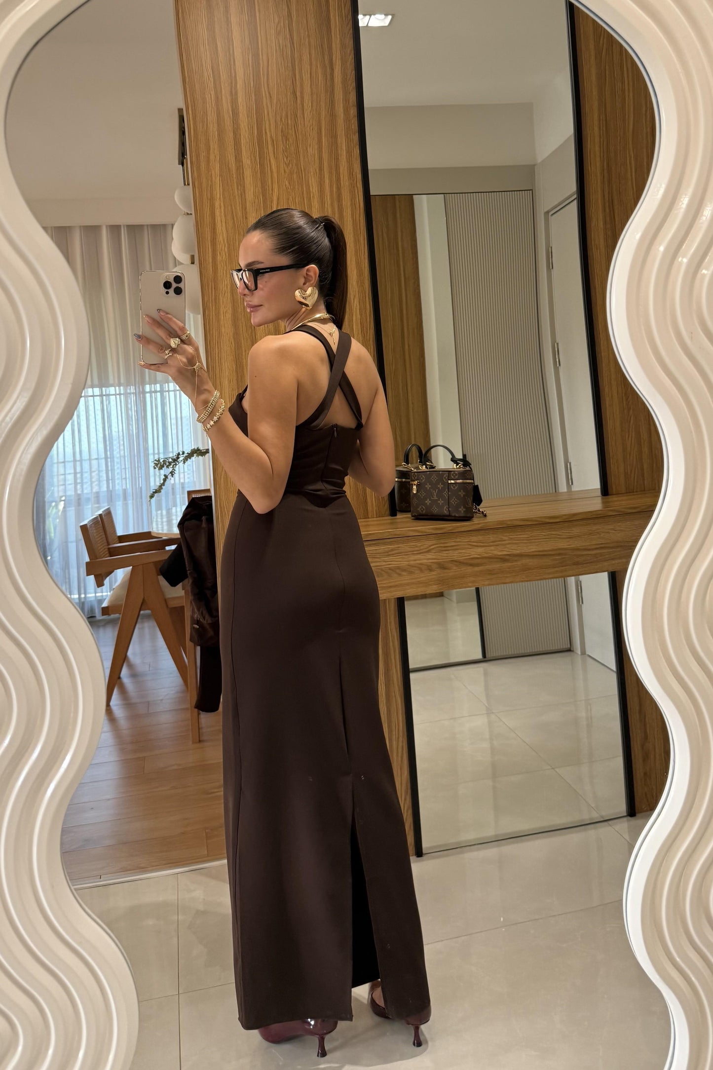 Aurella Kahve Blazer-Elbise Premium Takım