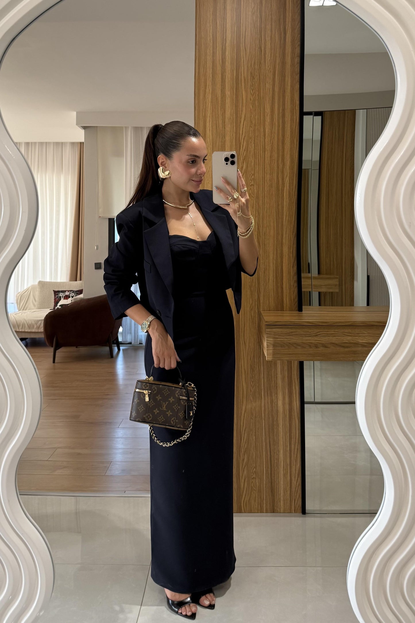 Aurella Lacivert Blazer-Elbise Premium Takım