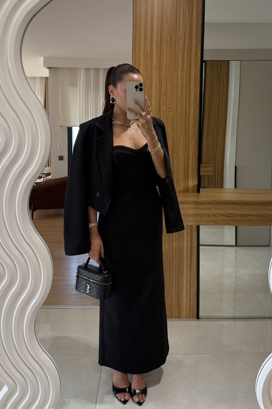 Aurella Siyah Blazer-Elbise Premium Takım