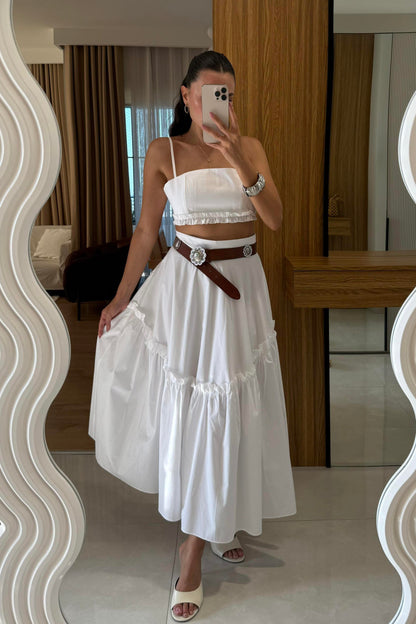 Bailey Beyaz Çan Etekli İkili Takım