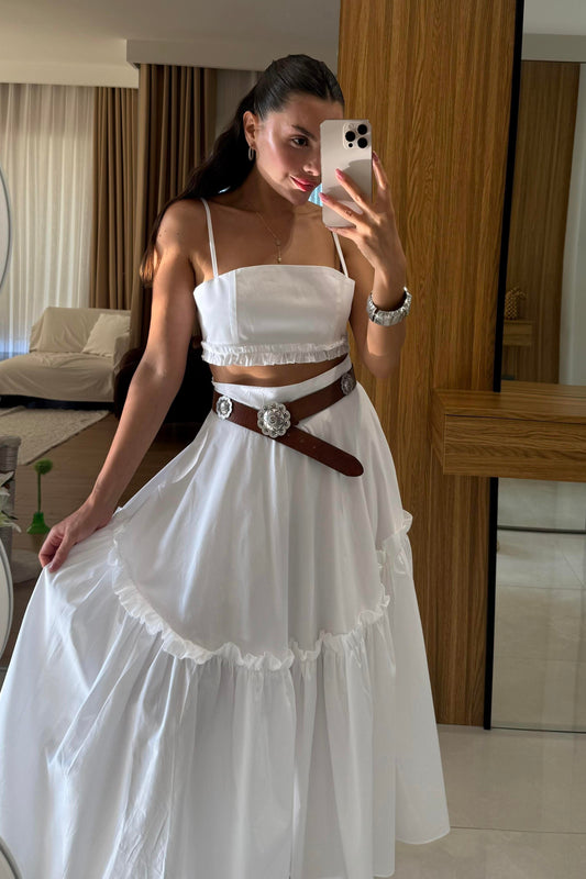 Bailey Beyaz Çan Etekli İkili Takım