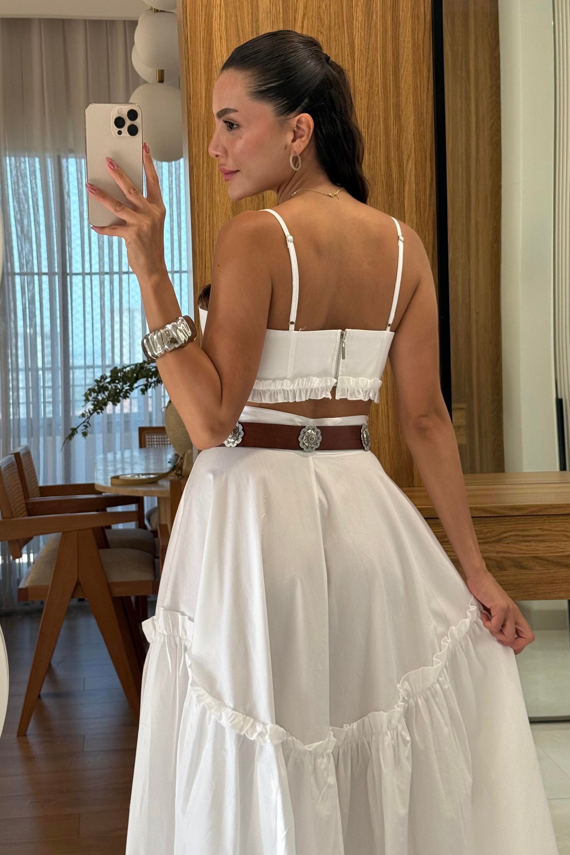 Bailey Beyaz Çan Etekli İkili Takım