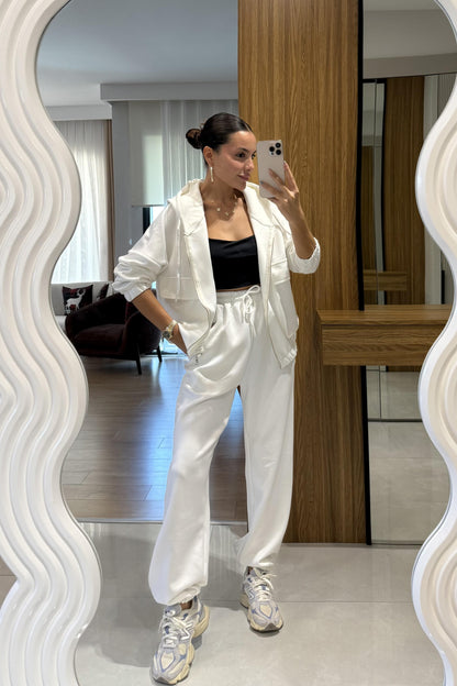 Balvin Beyaz Kapüşonlu Eşofman Takımı