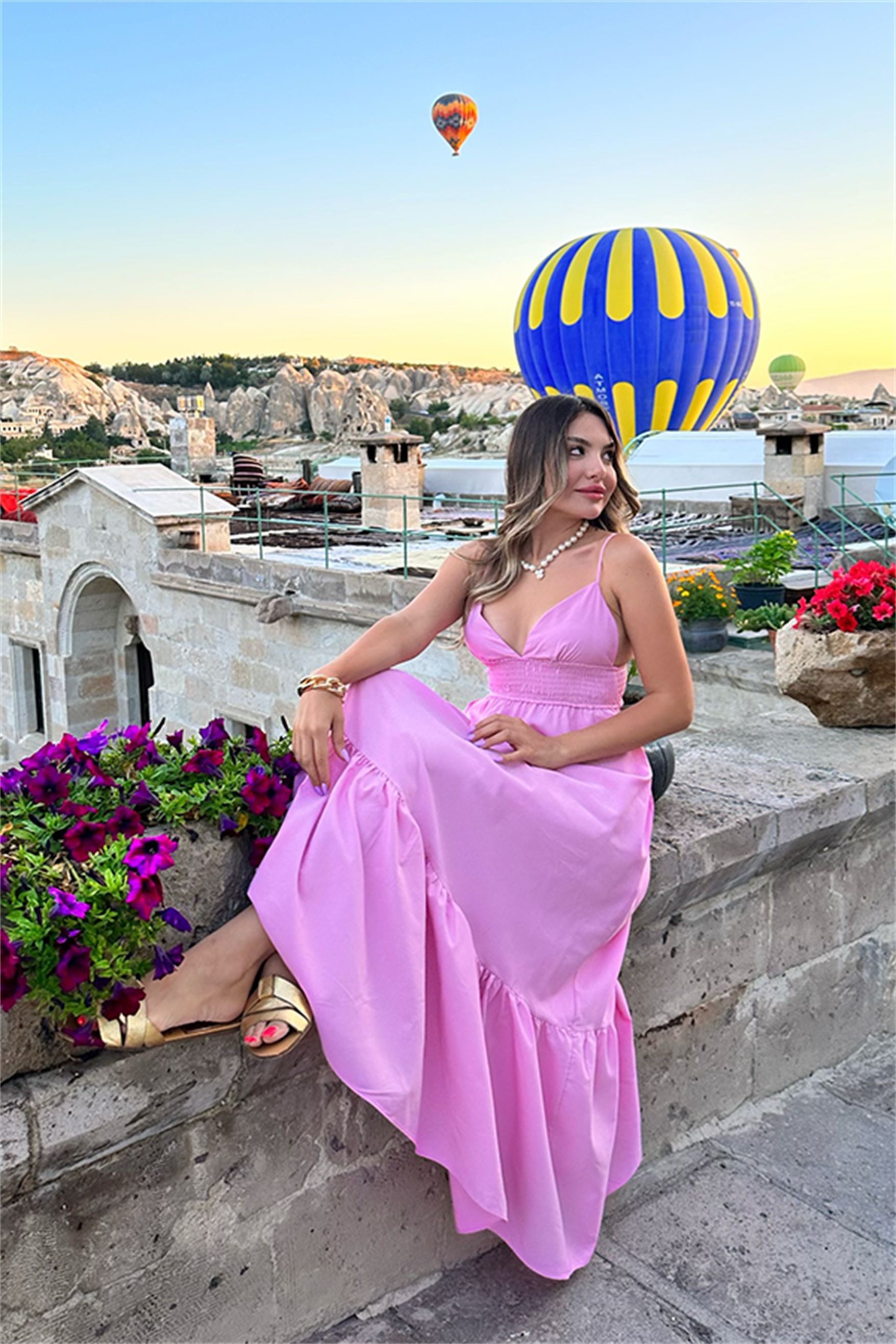 Barbie ince askılı pembe elbise