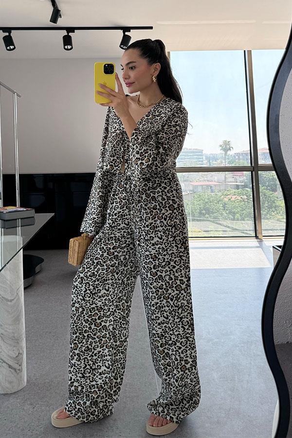 Barbosa Leopar Desen Bağlamalı Takım