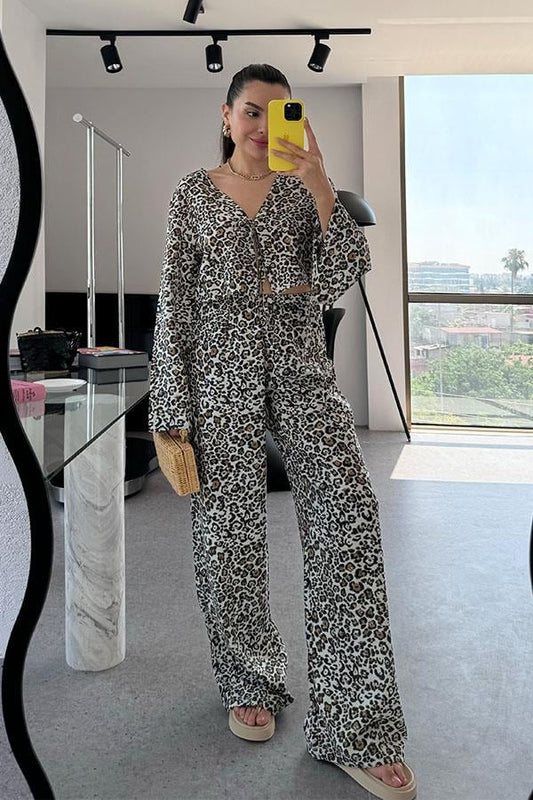 Barbosa Leopar Desen Bağlamalı Takım