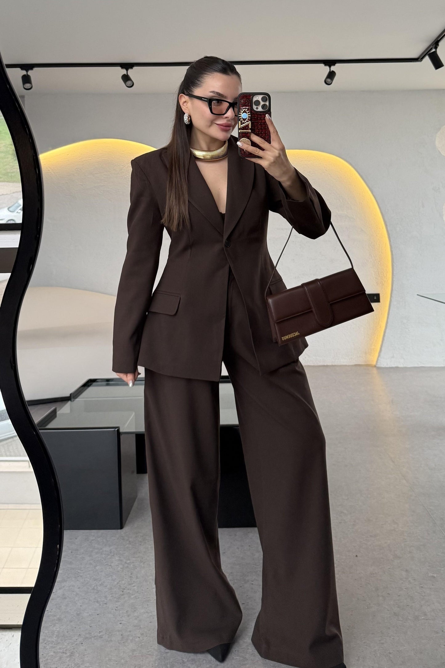 Barcelona Acı Kahve Premium Belden Oturtmalı Takım