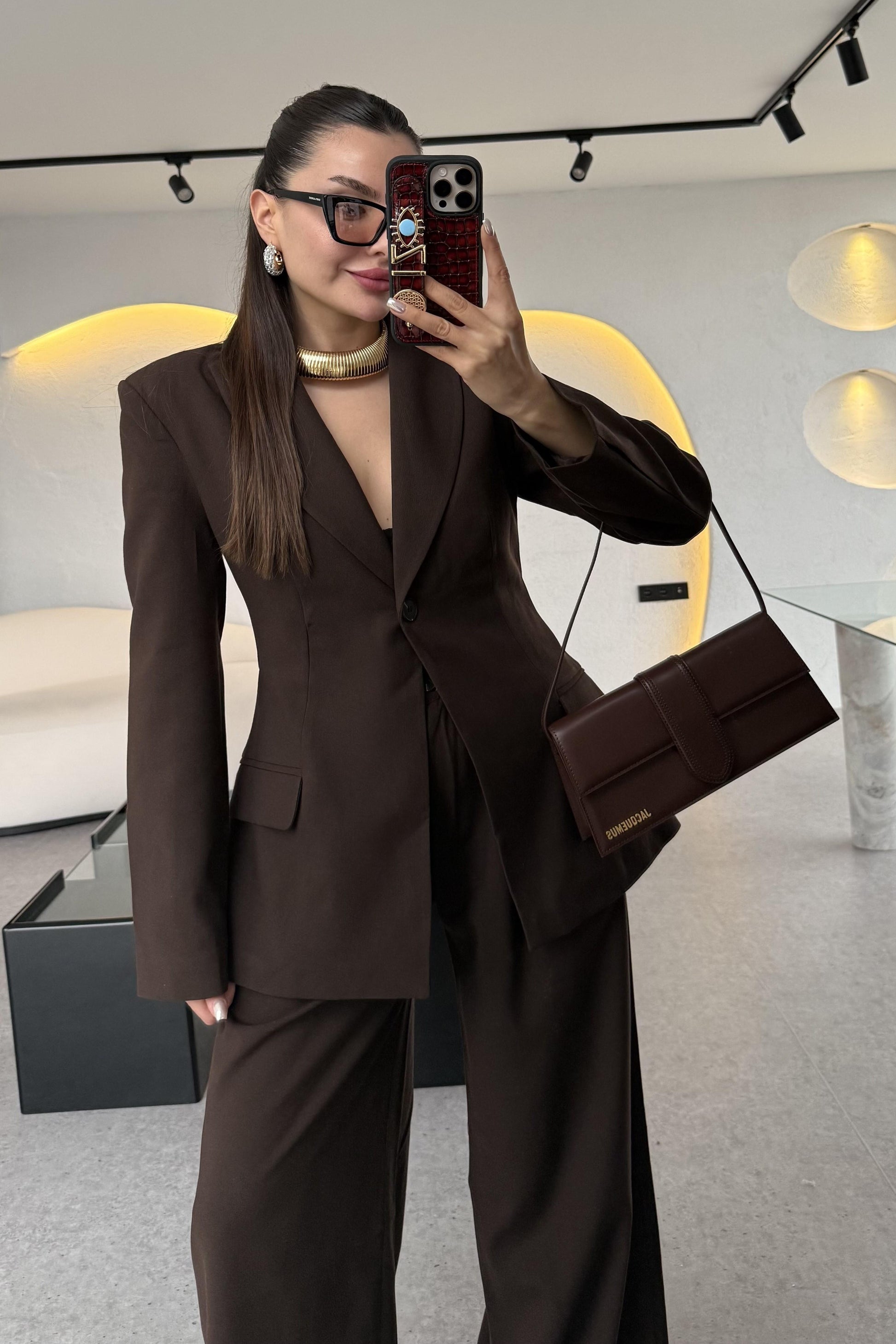 Barcelona Acı Kahve Premium Belden Oturtmalı Takım