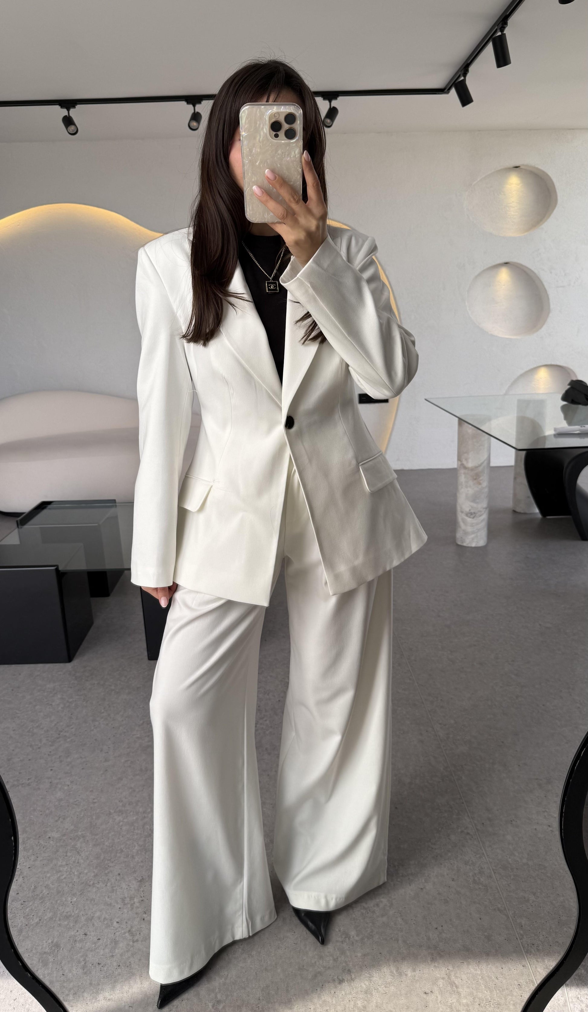 Barcelona Beyaz Premium Belden Oturtmalı Takım