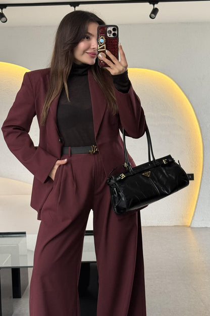 Barcelona Bordo Premium Belden Oturtmalı Takım