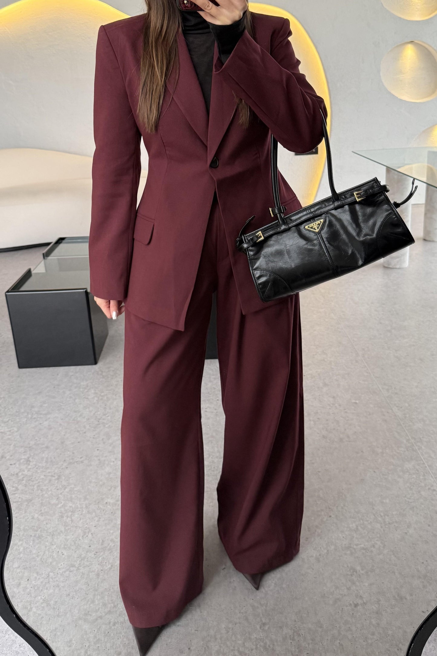 Barcelona Bordo Premium Belden Oturtmalı Takım