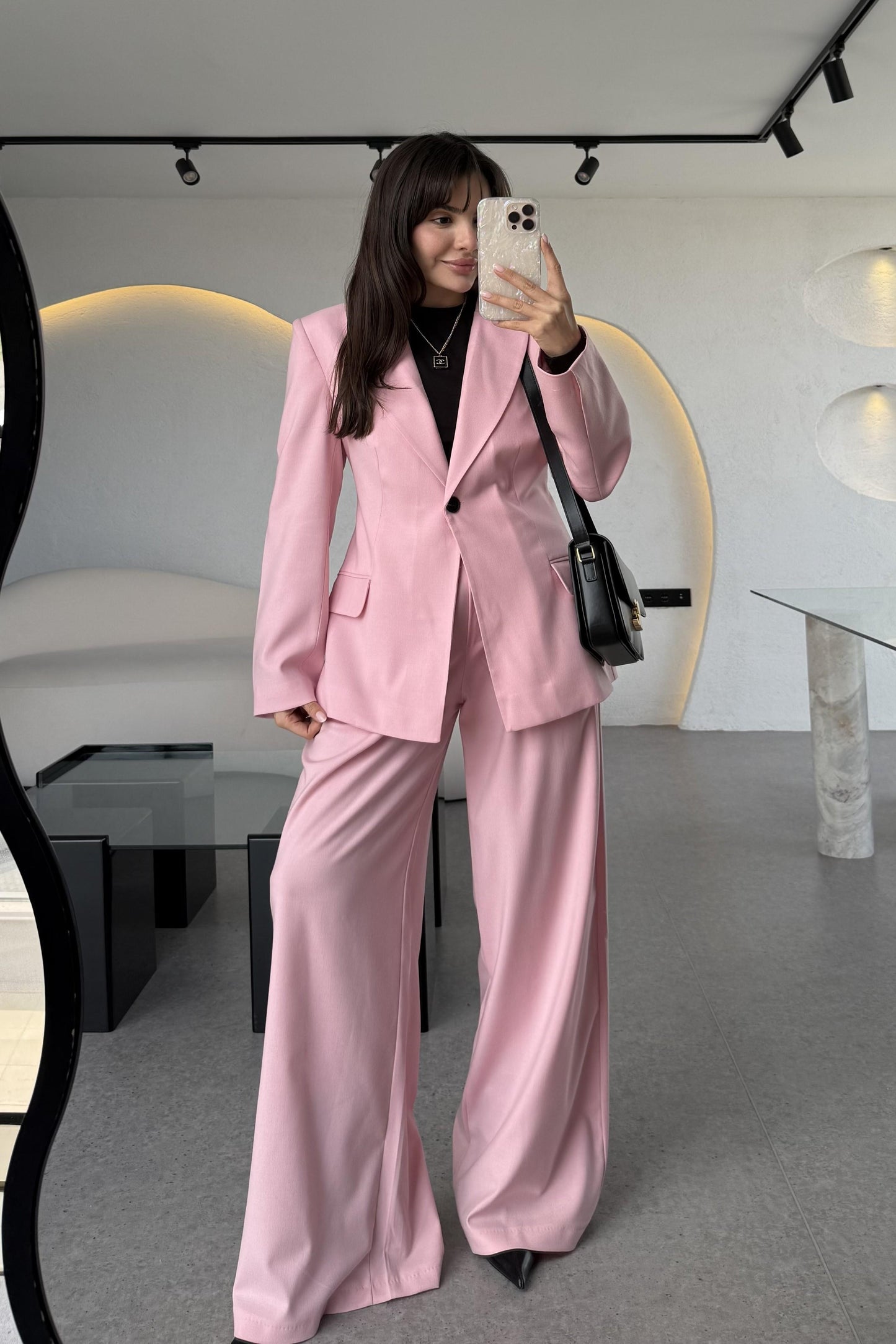 Barcelona Pembe Premium Belden Oturtmalı Takım