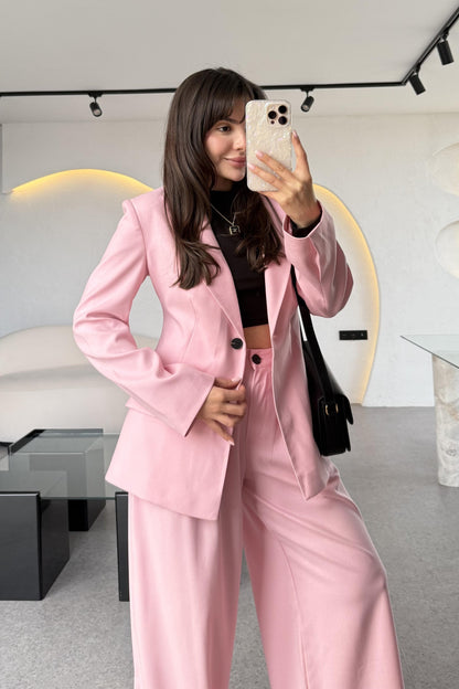 Barcelona Pembe Premium Belden Oturtmalı Takım