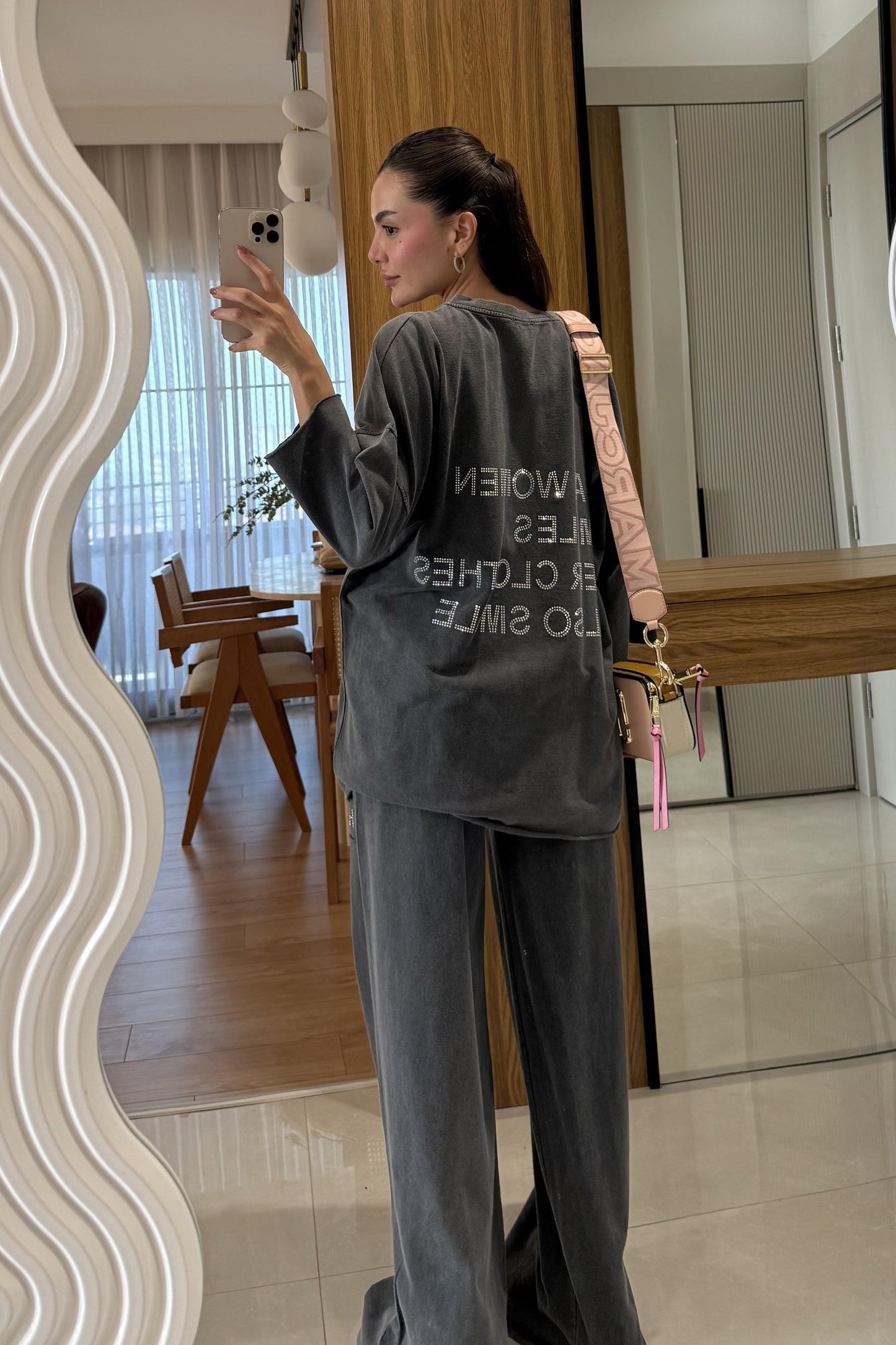 Be Happy Antrasit Yıkama Taşlı Takım