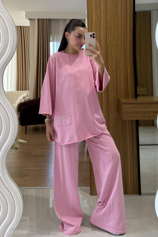 Be Happy Pembe Yıkama Taşlı Takım