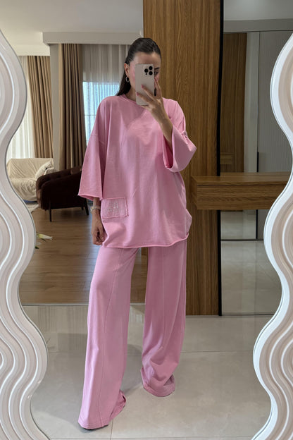 Be Happy Pembe Yıkama Taşlı Takım