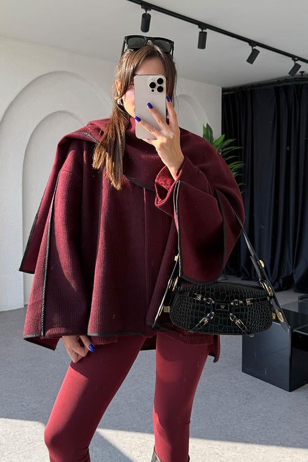 Beast Atkılı Bordo Ceket