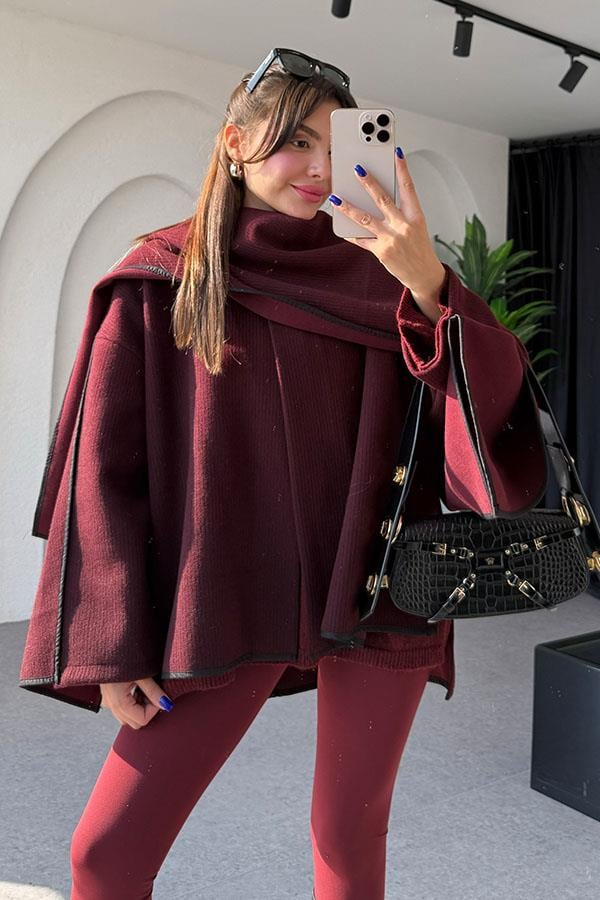 Beast Atkılı Bordo Ceket