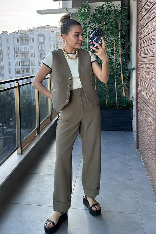 Beatriz Yelek Pantolon Takım - Haki