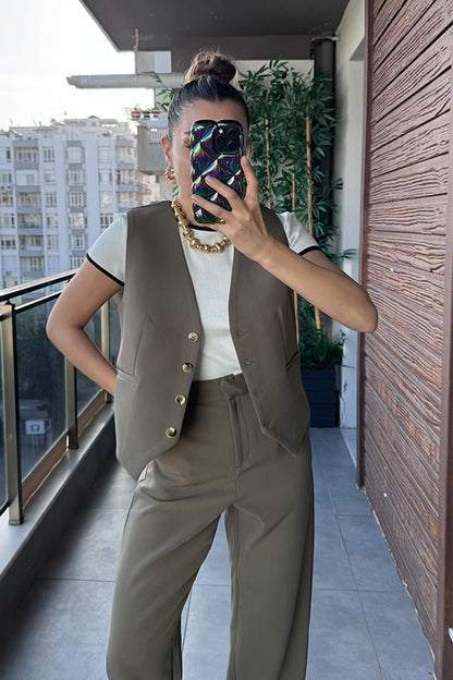 Beatriz Yelek Pantolon Takım - Haki