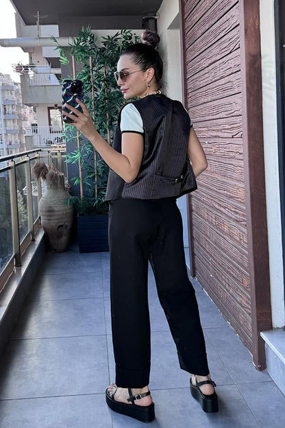 Beatriz Yelek Pantolon Takım - Siyah